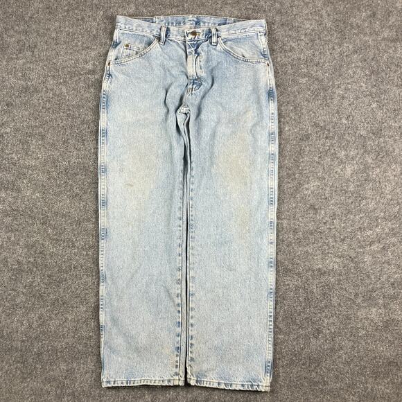 Wrangler Mens Jeans Size 34x29 Light Wash Regular Fit Straight Leg Denim Baggy - Picture 1 of 10